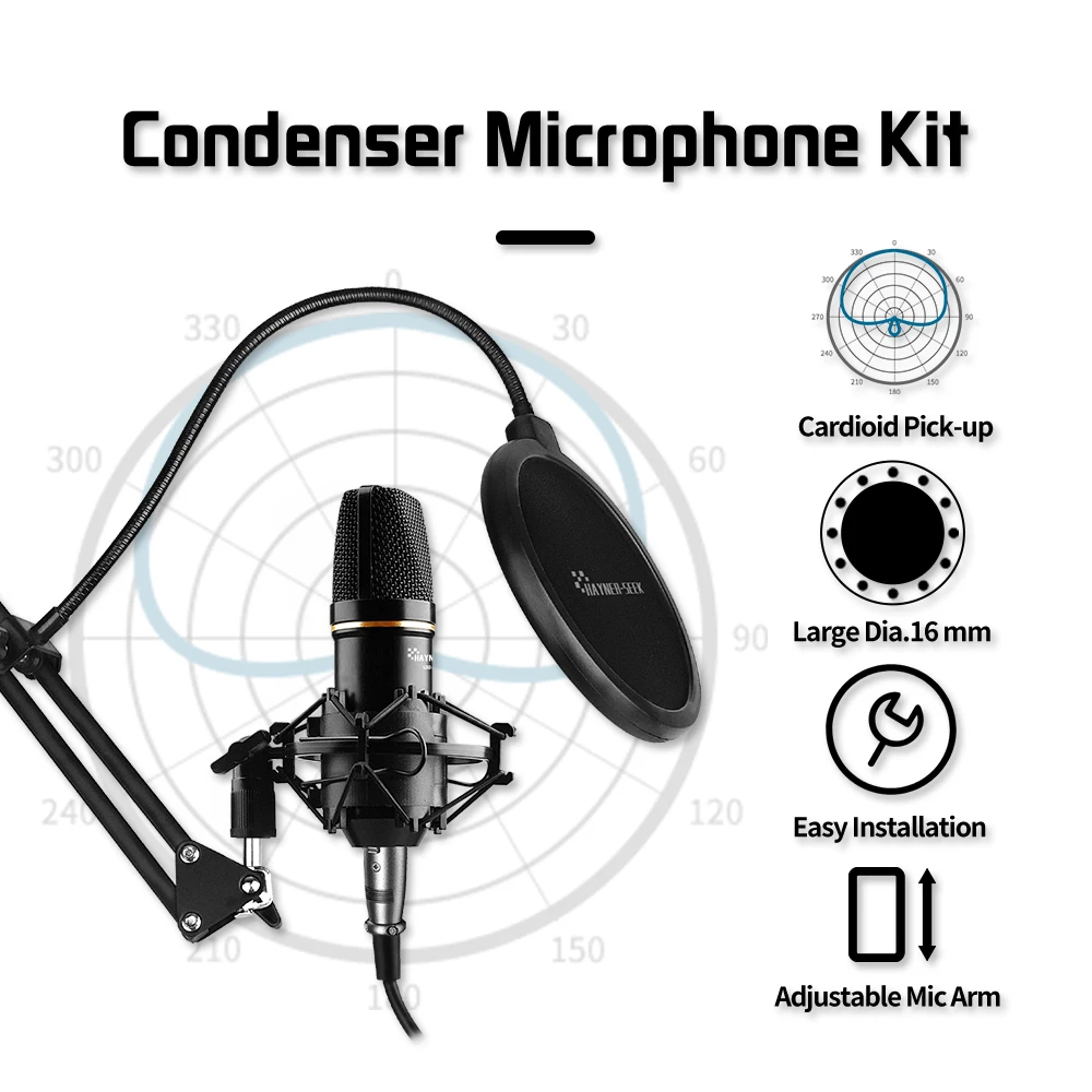 Voice Changer Musical Mixer USB Digital Audio Mixer With Desktop XLR Condenser Microphone