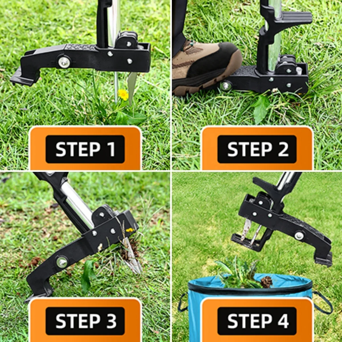 Gardening Manual Tool Weed Gripper No Bending Weed Extractor with Metal Long Handle