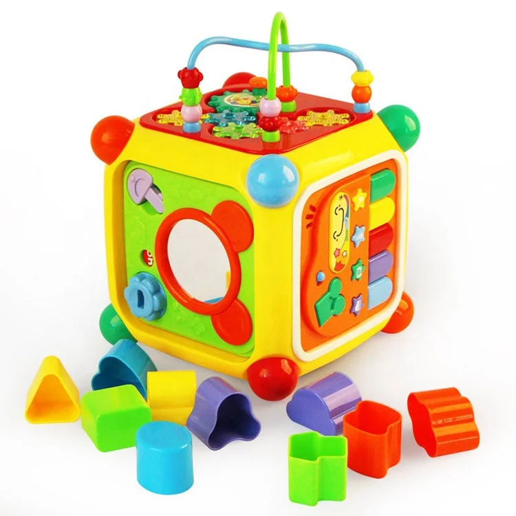 CPC Intelligence bead game 6 sides musical kids activity cube  baby plastic education toys