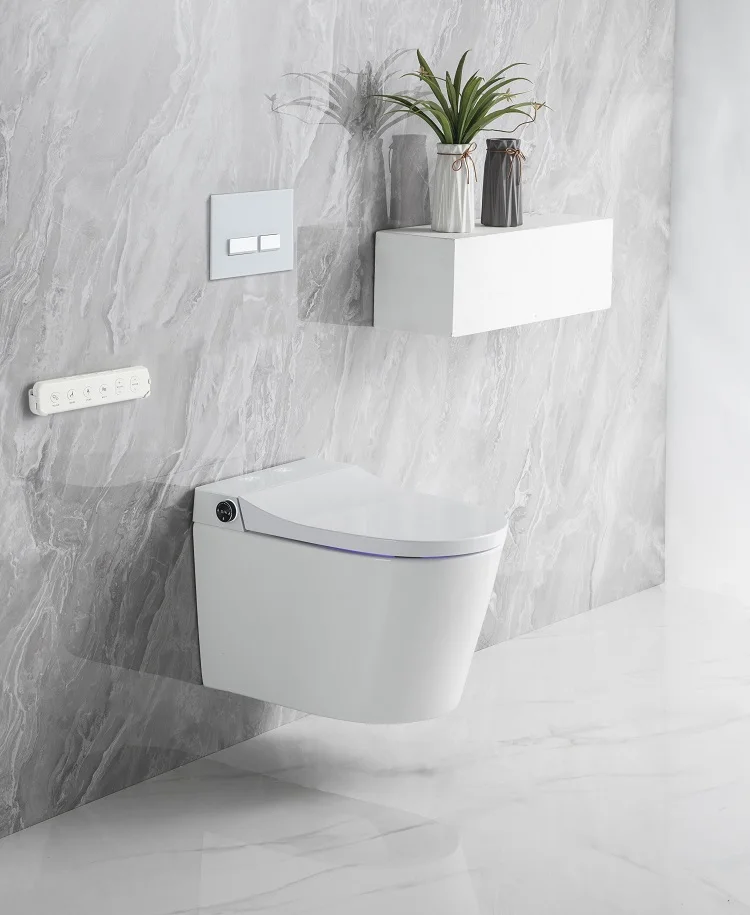 Multiple Function Seat Heating Toilet Smart Wall Mounted Toilet Bathroom Tankless Electric Automatic Intelligent Toilet