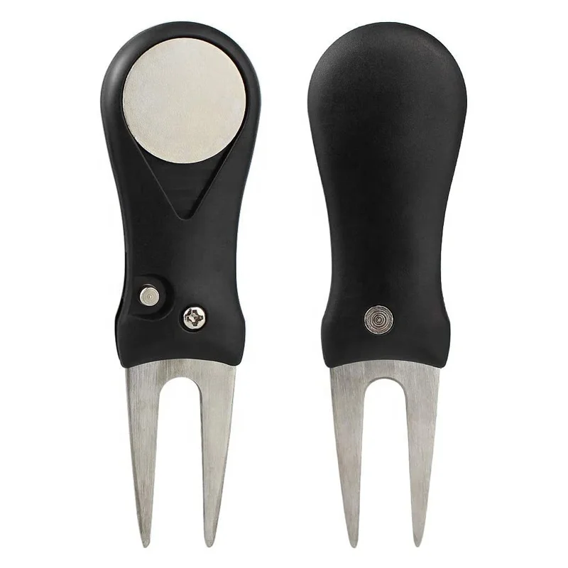 Retractable Golf Divot Tool Green Pitchfork with Customized Ball Marker Golf Divot Repair Tool