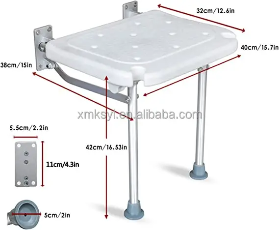 Folding Shower Seat for Inside Shower Foldable Shower Chair Bath Bench Wall Mounted Bathroom Bathtub Safety Stool