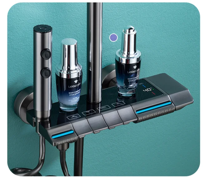 Piano Keys Shower System Set Ambient Light Temperature Display Modern Showers For Bathroom Household Shower Head