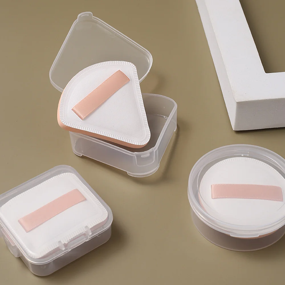 Mini PP Transparent Portable Sector Makeup Triangle Powder Sponge Puff Box