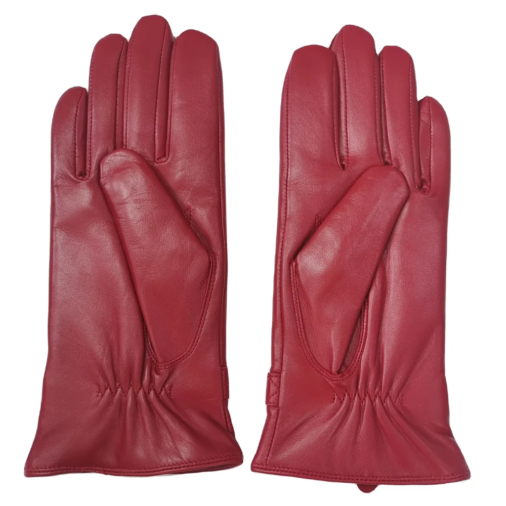 Big Brand OEM High Quality Fashion Colorful Genuine Lamb Skin Leather Ladies Dress Gloves Embroidery Leather Belt and Buckle