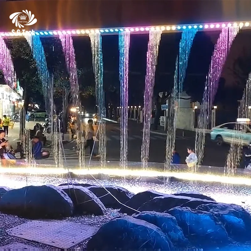 Modern Style Customized Digital Fountain Water Crown Rain Curtain Stainless Steel Artificial Waterfalls Hotel Home Decoration