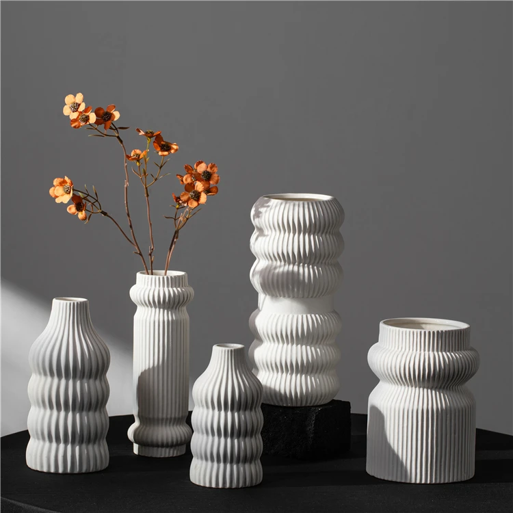 Wedding Centerpiece Decorative White Minimalist Vase Ceramic Nordic Flower Vases For Home Decoration