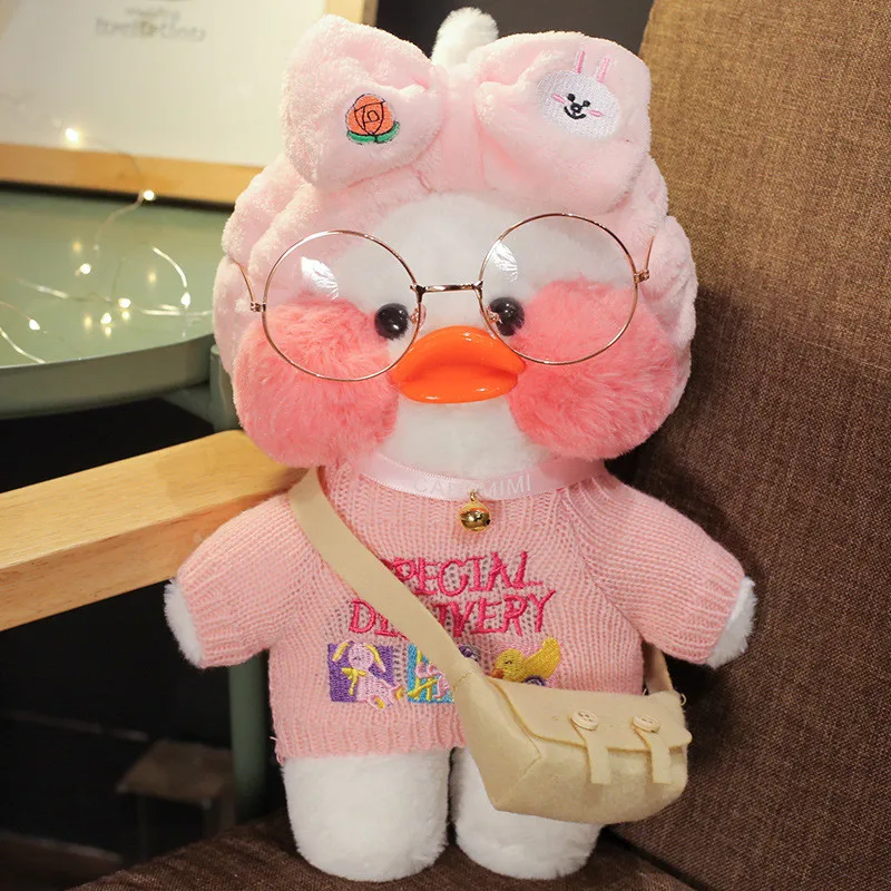 30cm White LaLafanfan Cafe Duck Plush Toy Cartoon Cute Duck Stuffed Doll Soft Animal Dolls Kids Toys Birthday Gifts For Children