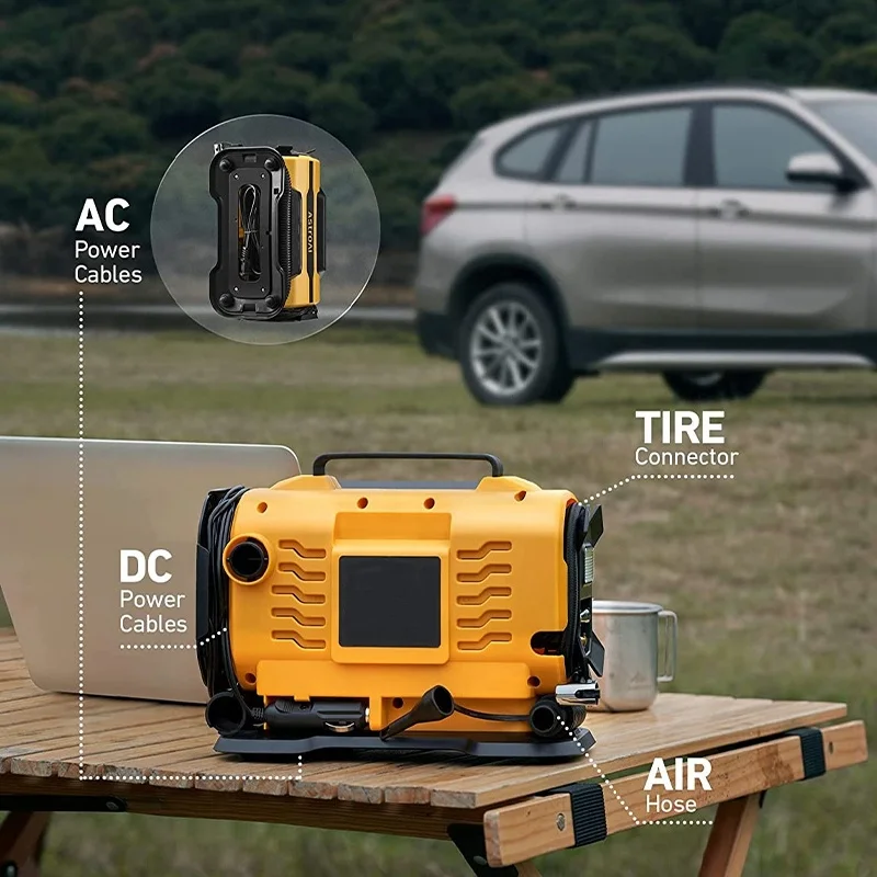 Portable 150PSI 12V DC 110V 230V AC Car Tyre Pump Dual Power Air Compressor Tire Inflator for Car Boat Bicycle Mattress