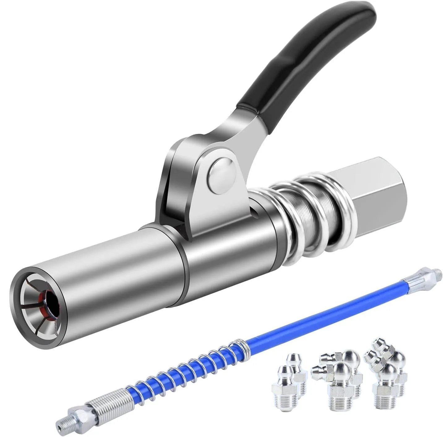 Quick Release Grease Gun Coupler And 30cm Soft House Kit Grease Gun Accessories Suits All Grease Gun Fittings Flat Head Nozzle