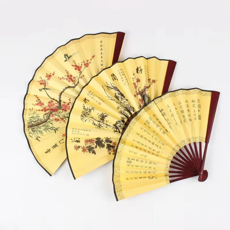 Promotional Gift Portable Plastic Hand Fan Custom Printed Folding Logo Bamboo Paper Hand Fan