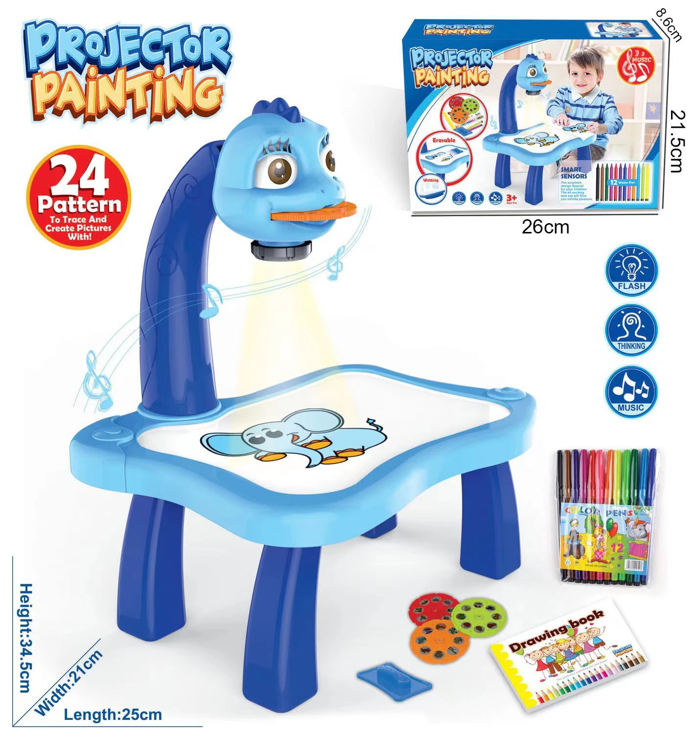 Multifunctional projection painting table for children early education learning educational graffiti projection toy