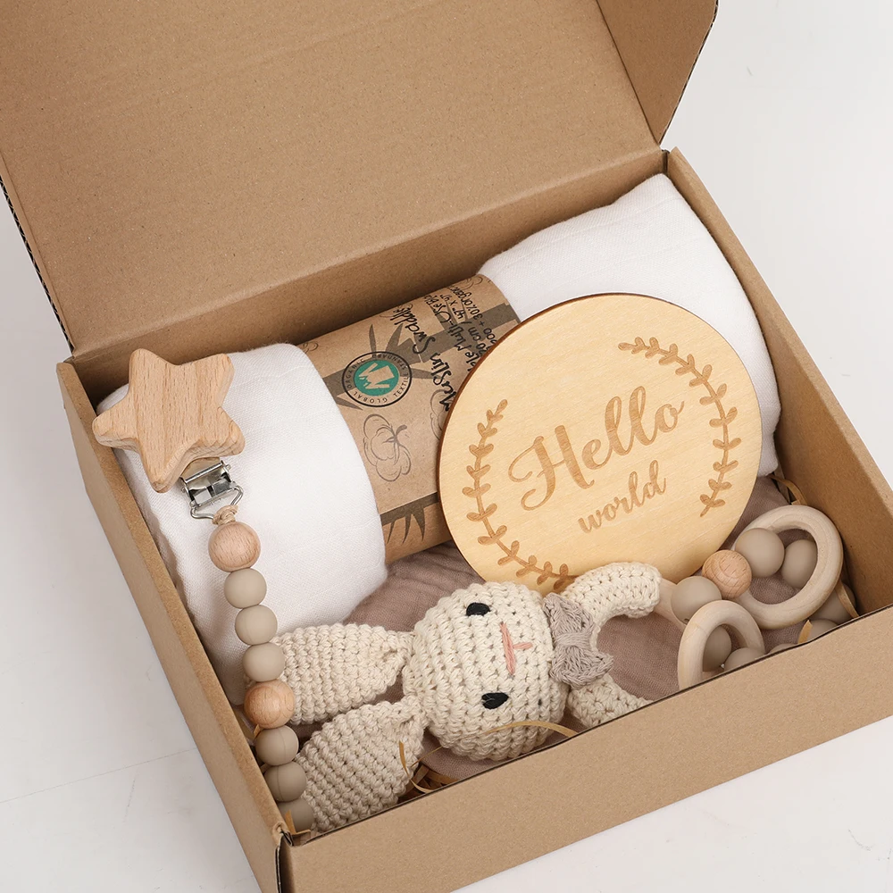 Customized Hard Rigid Cardboard Paper Newborn Baby Products Emballage BB Box Packaging Babies Pink For Baby Boy Guest