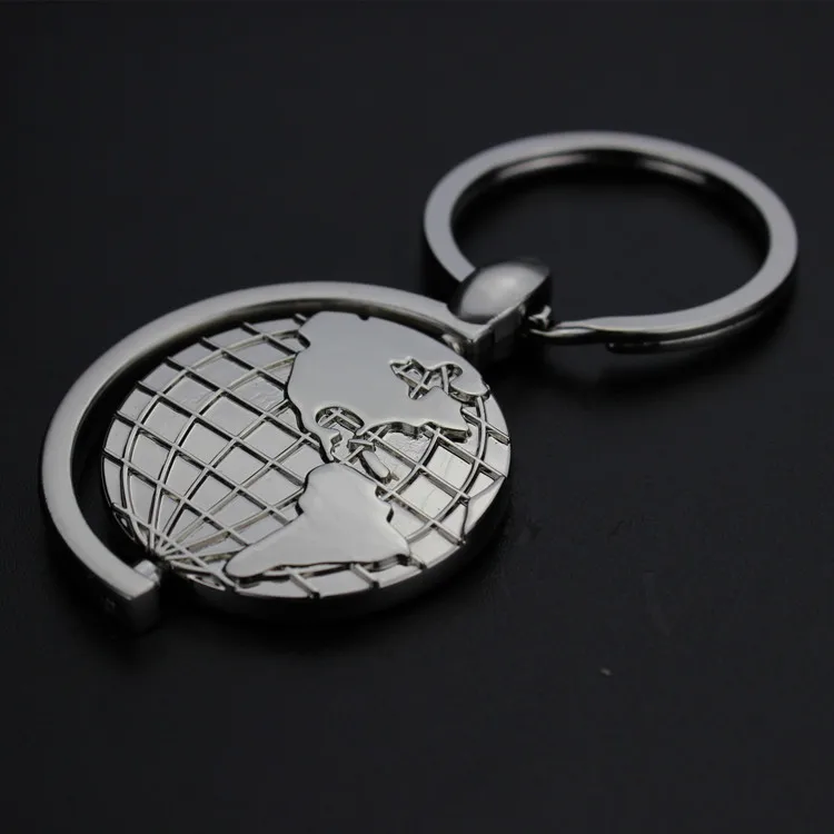High Quality 3D Whirling Globe 3D Keychain Premium Alloy Souvenir for Promotions and Carabiners