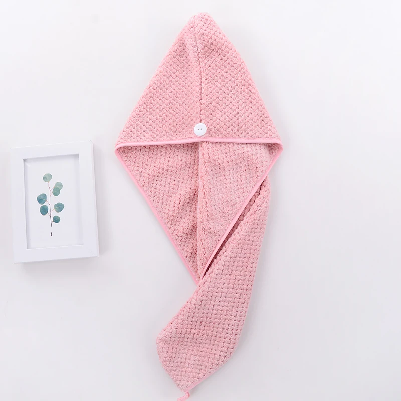 25*65cm  GSM280  85%polyester 15%polyamide super soft  coral fleece hair wraps