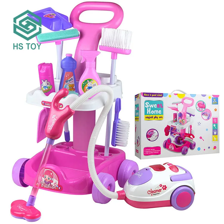HS Toy Interactive Fun Housekeeping Kit Pretend Play Toys Vacuum Cleaner For Kids With 3*AA Battery