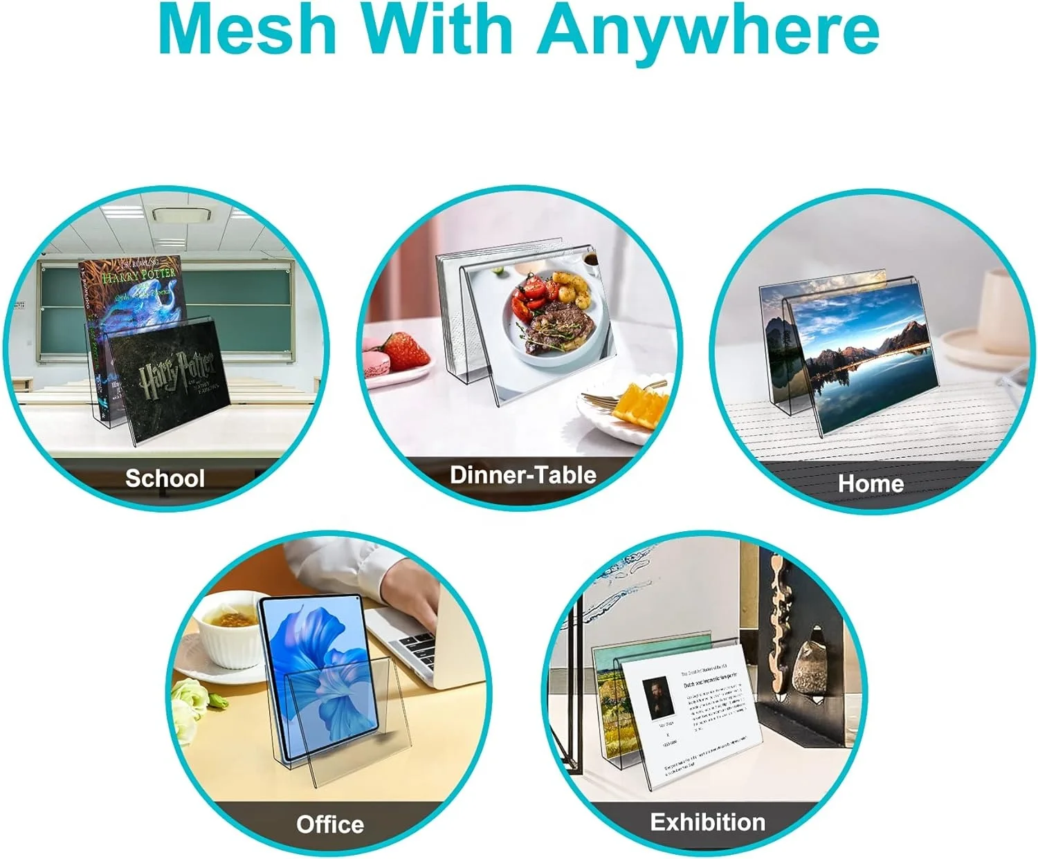 HQ Premium Acrylic Postcard Display Stand Clear Card Display Easel Holder Countertop Book display holder for Office School