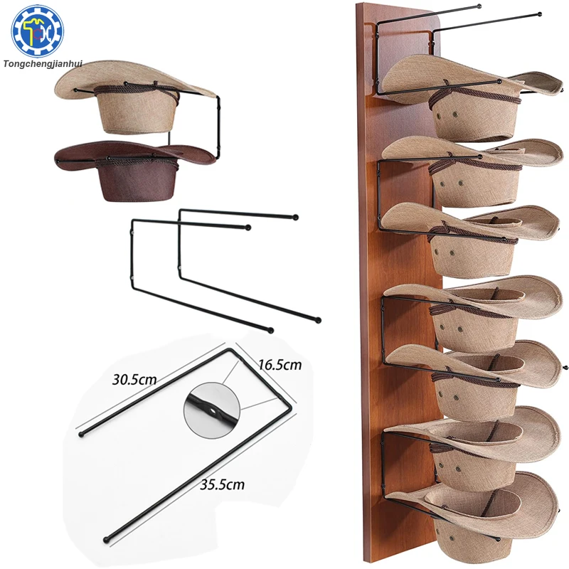 2 Pack Premium Quality Single Wire Style Black Coated Steel Wall Mounted Hat Saver Rack Bracket or Hook