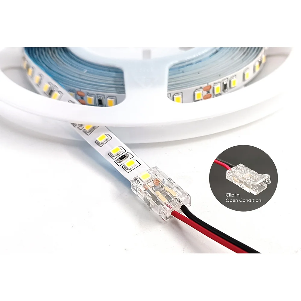 FOK 8mm 10mm 2Pin 4Pin COB SMD Tape RGB LED Strip Connector To Strip Solderless Connectors For Led Strips