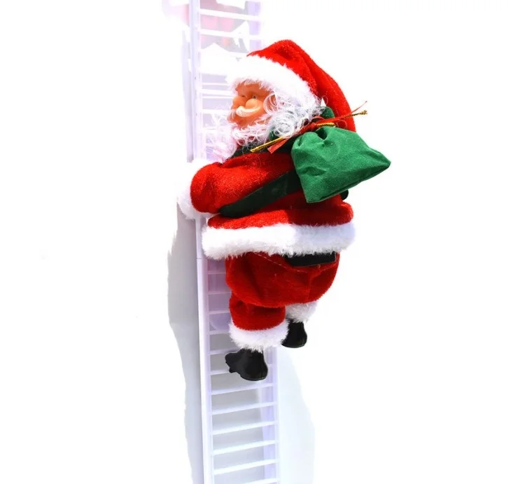 Santa Claus Climbing Ladder Jingle Bells Electric Toy Christmas Decoration Kids Gift