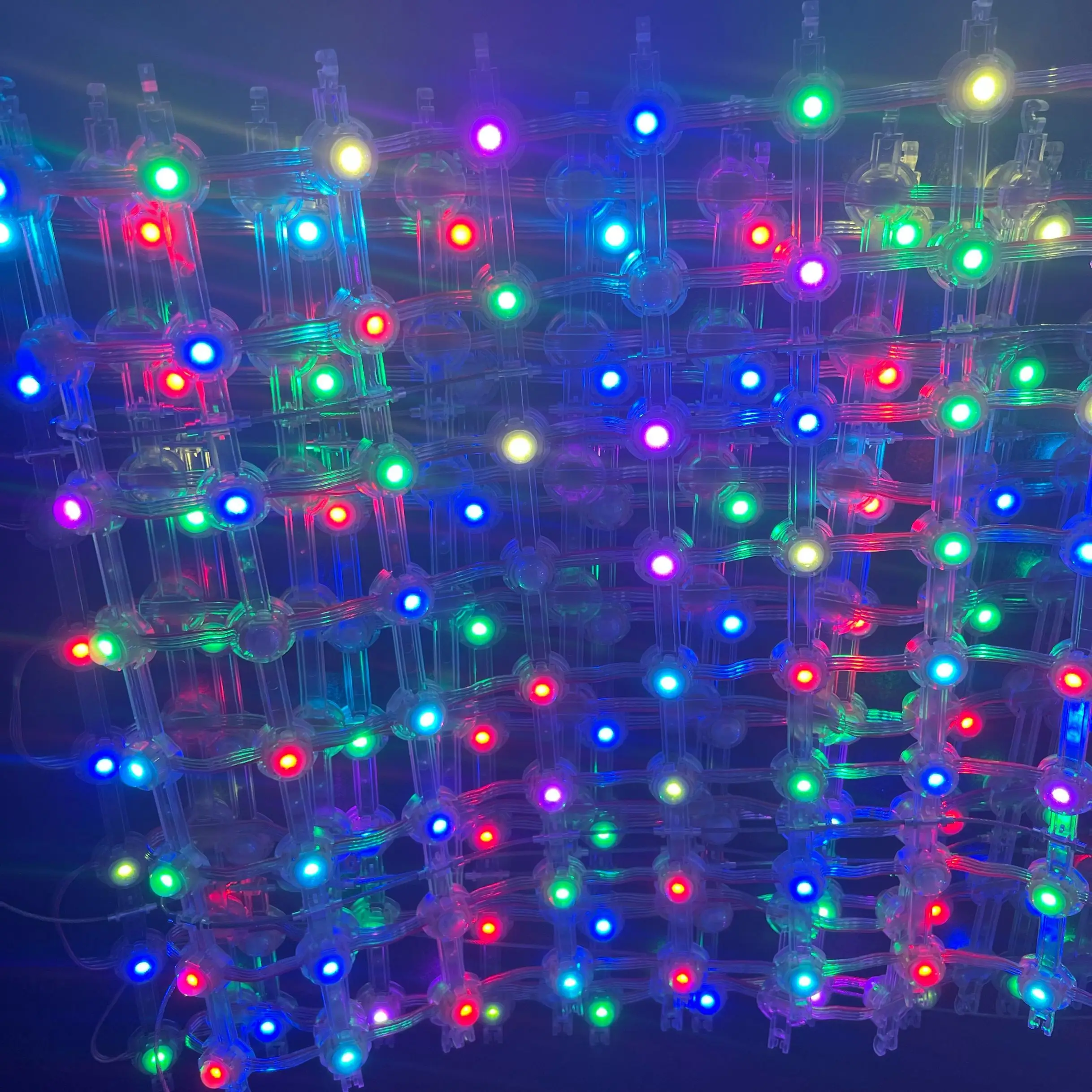 62.5mm pitch DC12V WS2815 IC 5050 20mm diameter led pixel matrix grid screen;IP68 rated;RGB full color;8*8/8*16/8*32pixels 62.5m