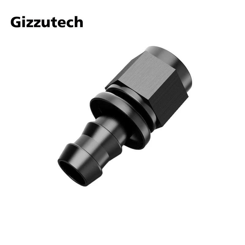 Custom Logo Aluminum Elbow Push on Hose Ends AN Fittings 4AN 6AN 8AN 10AN 12AN Straight Push Lock Fittings Black