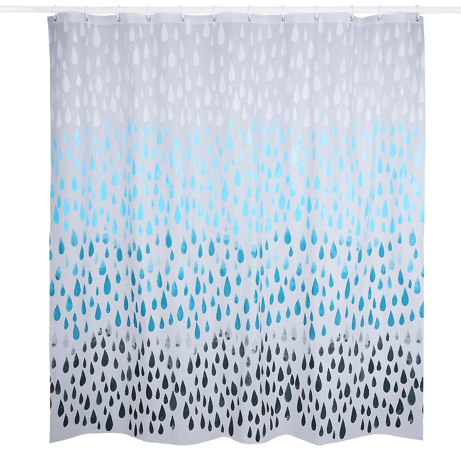 Plastic  PEVA Shower Curtain with Plastic C hooks Set of 13