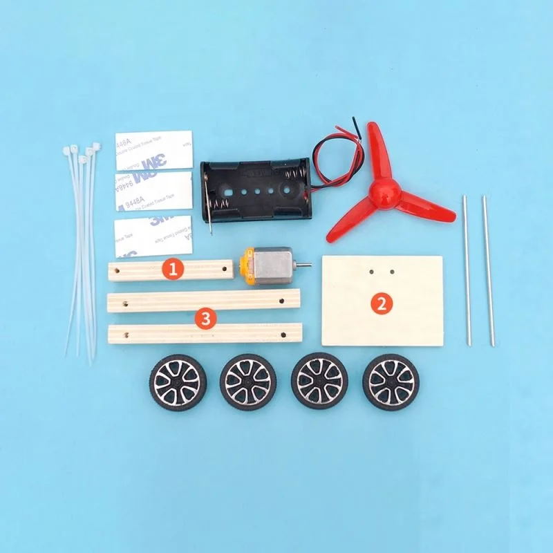 DIY Air Powered Small Invention Secondary School Wind Power Car Assemble Science Model Materials Scientific Experiment Kit