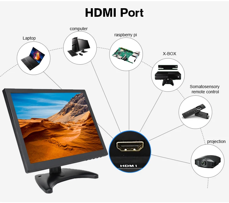 Портативный 12 дюймов ЖК-мониторы 1024x768 с VGA AV входов встроенный динамик