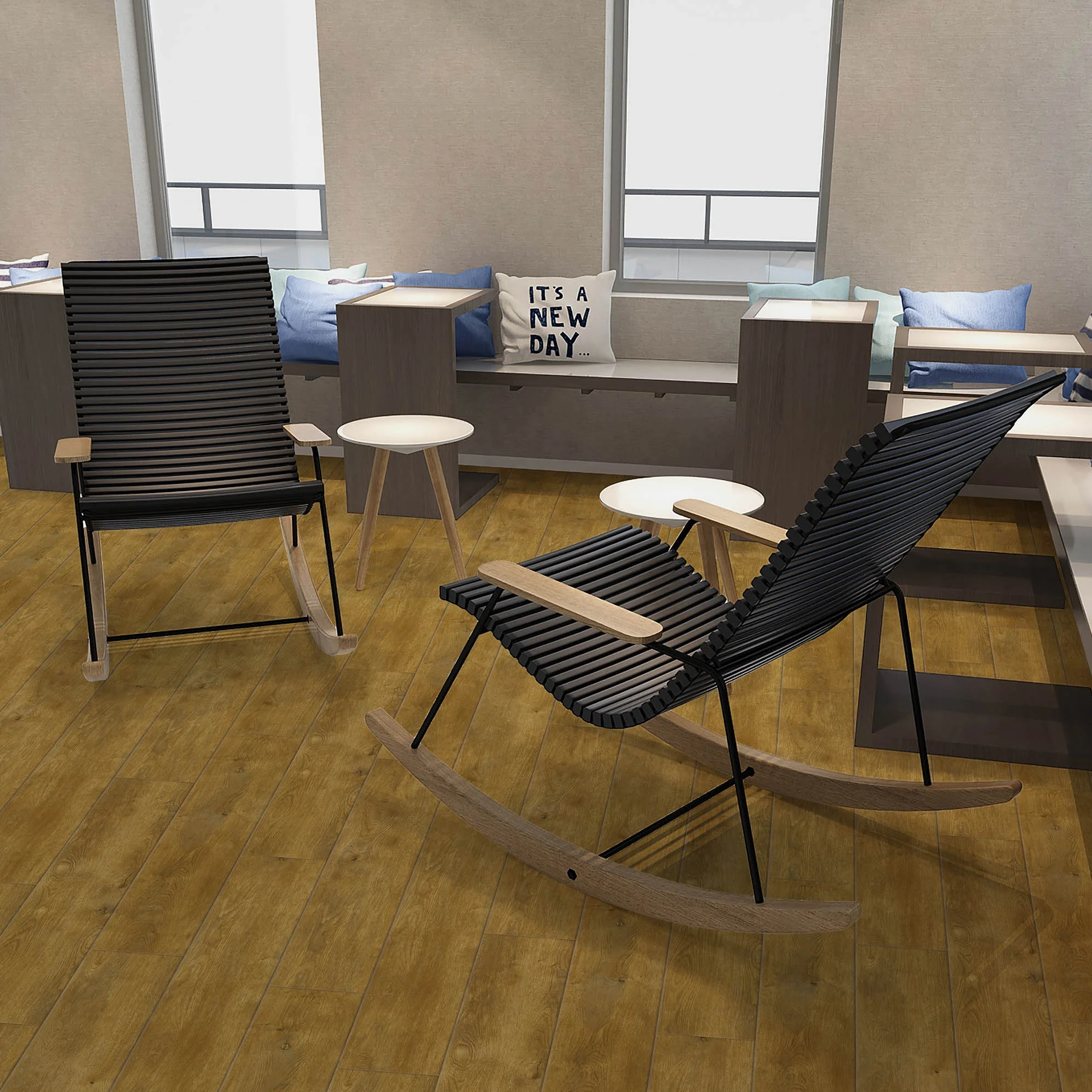 Waterproof 9mm Wood Grain PVC Click Vinyl Plank WPC Indoor Decking Tiles Flooring