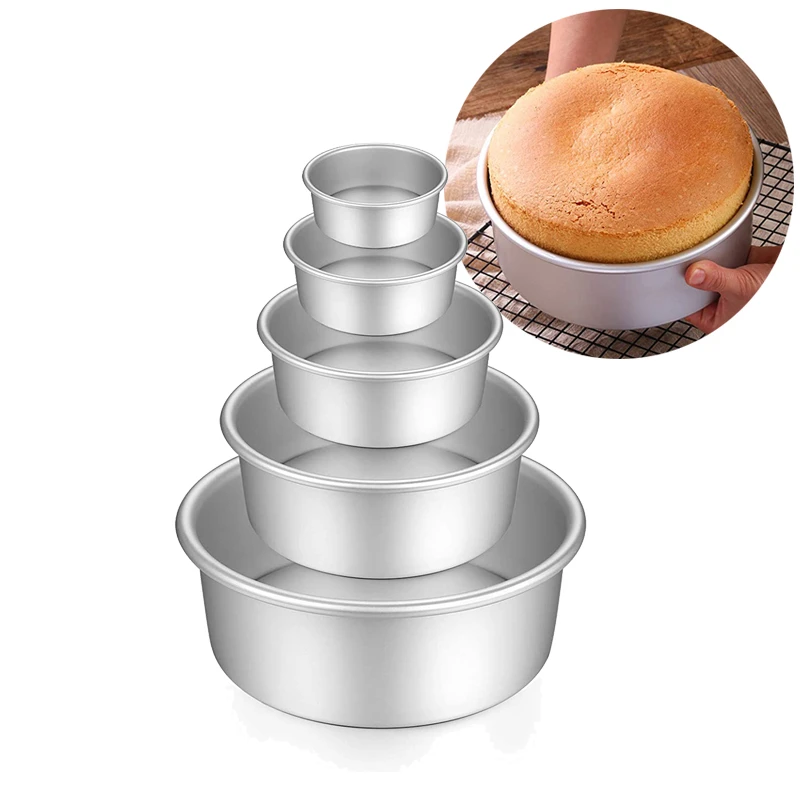 4/5/6/7/8/9/10/12 inches Anodized Aluminum Round Cake Baking Pan Set with Fixed Bottom