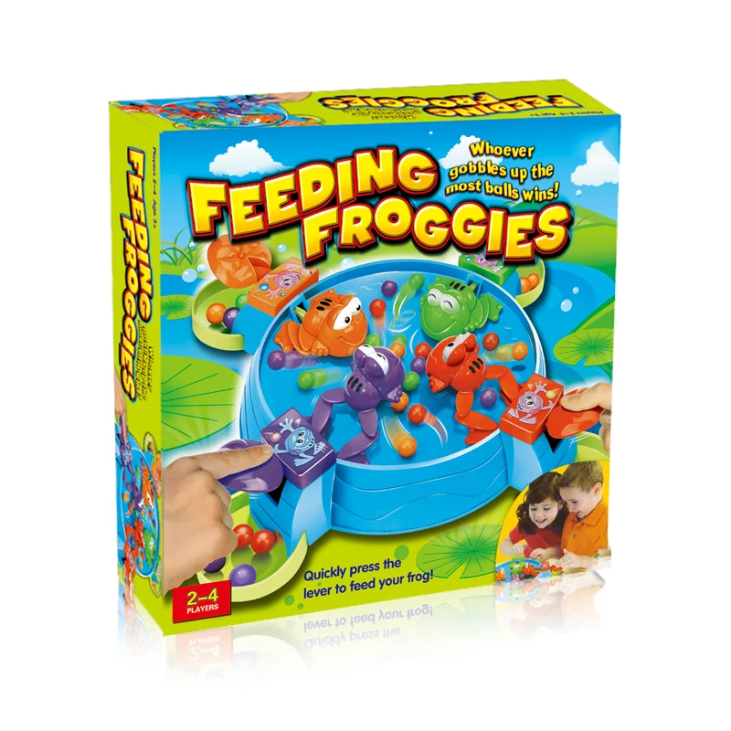High quality plastic 2-4 player interaction toys feeding frog swallow beads table game