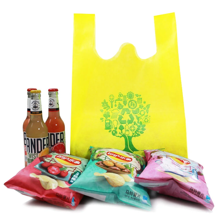 Wholesale Nonwoven Supermarket Shopping Biodegradable Plain Foldable Non woven T shirt Bag
