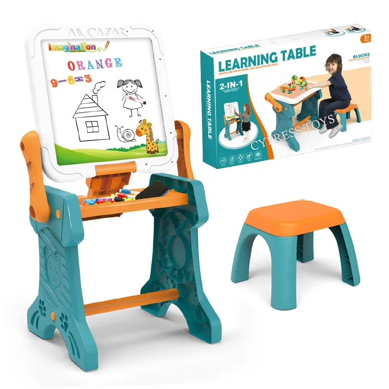 Study&Play Learning Table Block Table With Colorful Pens Magnetic Drawing Board Educational Toys Kids (1600089693652)