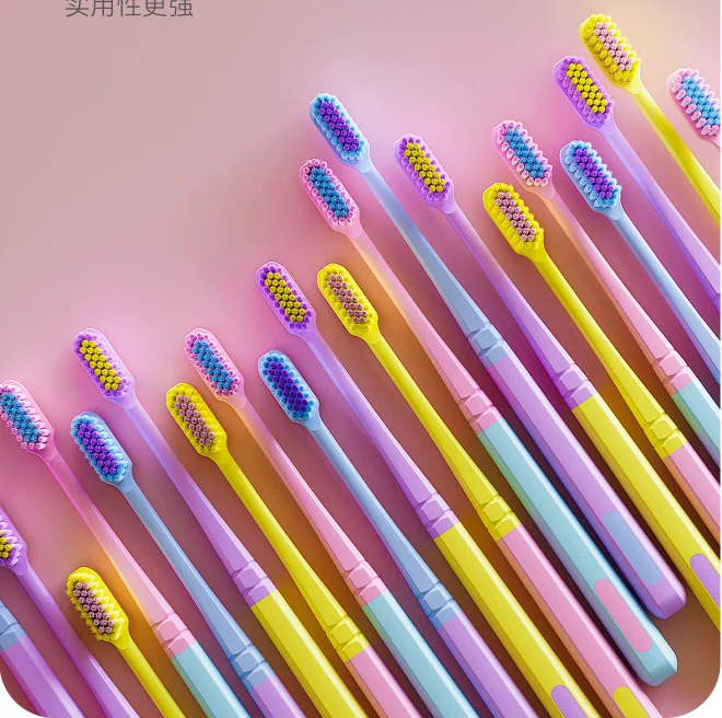 8-Pack Soft Bristle Toothbrushes with Small Heads Ice Cream Color Travel Toothbrushes