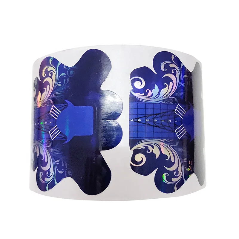 500Pcs/Roll Laser Blue Pure Aluminum Foil Gel Plastic Private Nail Paper Form