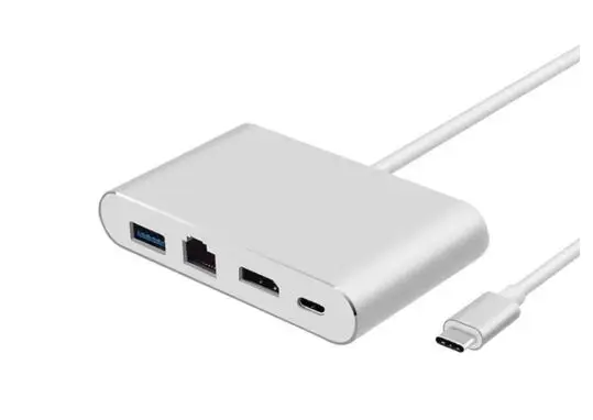 USB 3.1 Type C 100Mbps Lan Ethernet USB3.0 HDMI-Compatible USBC PD Charging 4 in 1 Extender Adapter Hub for Macbook Air Pro