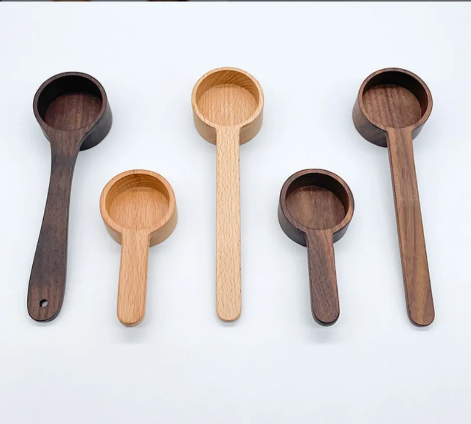 Custom wooden black walnut measuring spoon coffee powder   seasoning spoon