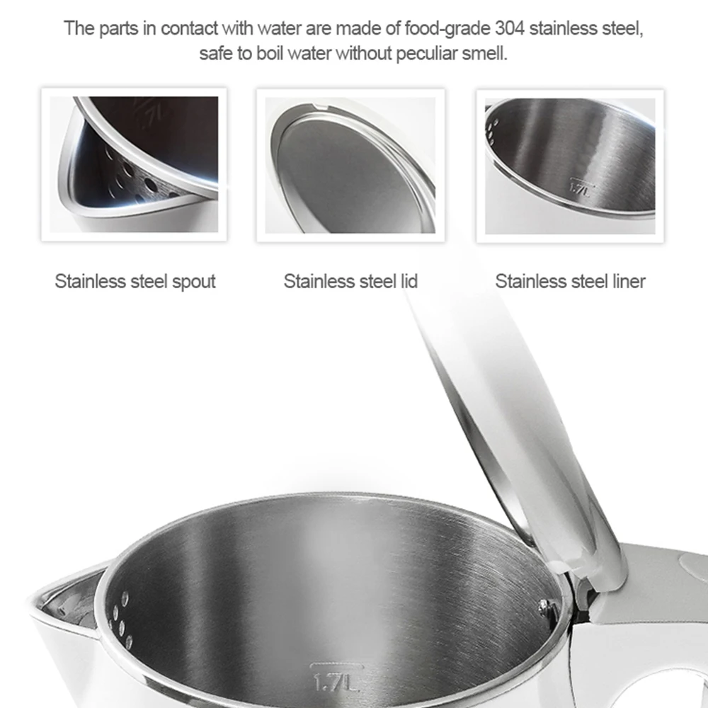 Factory Stainless Steel Easy Smart Double-layer 1.7L Electric Kettle