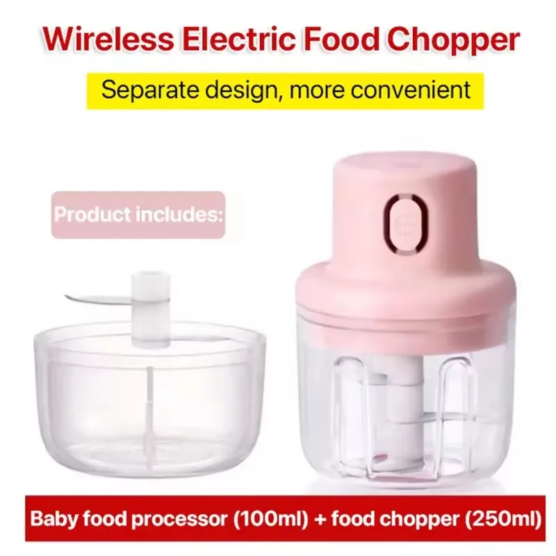Electric Vegetable Cutter Set USB Electric Portable 4 In 1 Mini Food Chopper for Garlic Kitchen Vegetable Cutter
