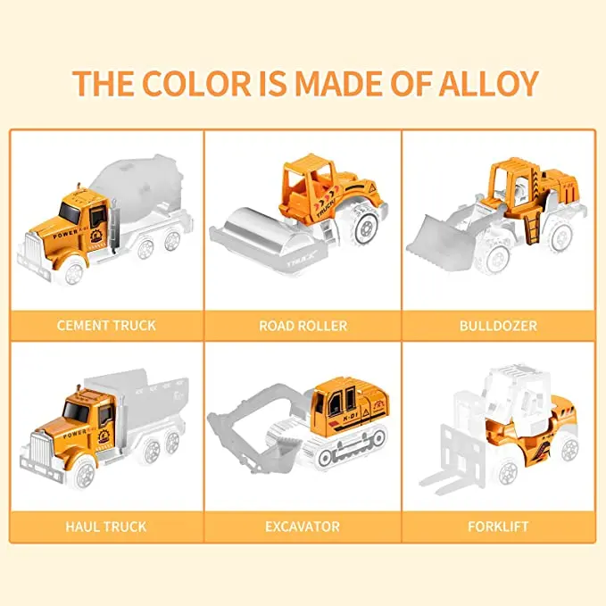 Die-cast Construction Toys Car Carrier Vehicle Toy Truck Alloy Metal Car Toys bundle sets  Pullback Cars