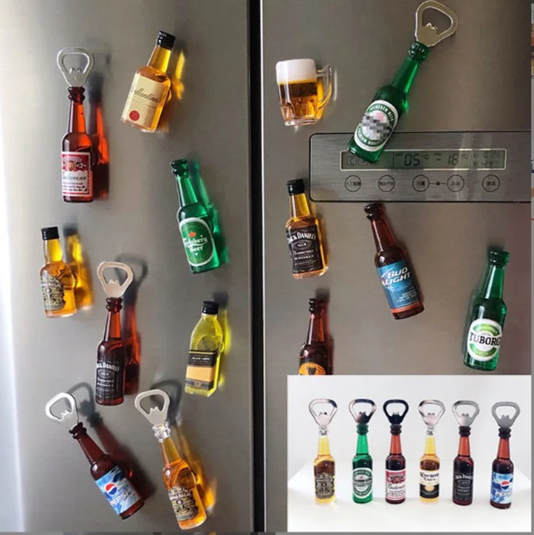 Hot selling promotion custom fridge magnetic beer cup bottle shape opener