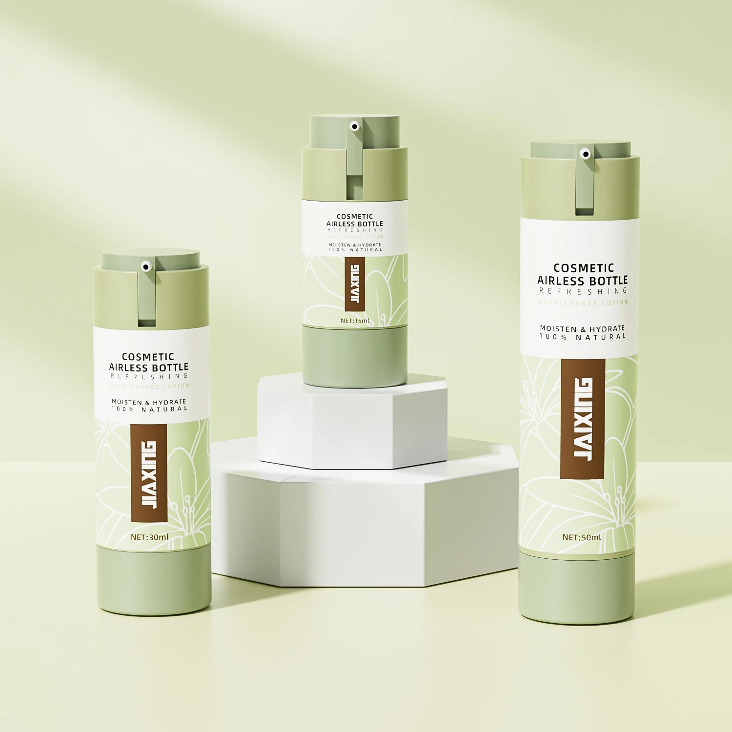 Replaceable ustainable eco-friendly durable Twist Up skin care lotion cosmetic Airless Bottle with Replaceable Inner Tube