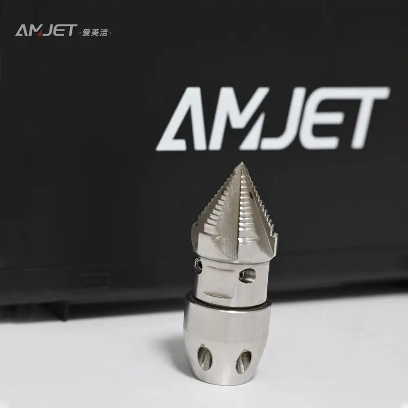 AMJET Immediate results 300 bar Stainless steel rotary nozzle 3/4  female thread High-pressure nozzle for cleaning clogged pipes