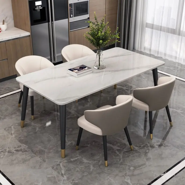 High Quality porcelain Top Solid White Extendable Dining Table and Black Marble Dining Table