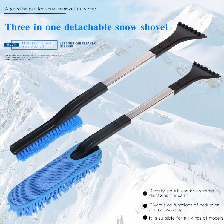 3in1 car ice scraper with brush Aluminum alloy car snow shovel with chenille