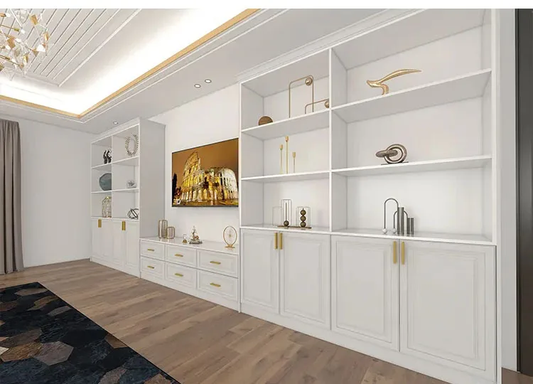 Modern wooden cabinets furniture design house hotel living room tv stand cabinet and coffee table set