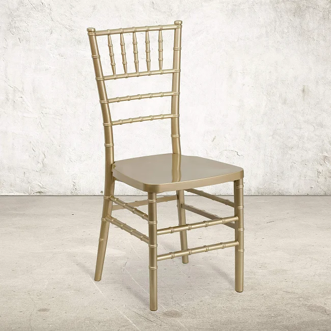 Wholesale Gold Color Stackable Resin Monobloc Tiffany Chiavari Chairs for Wedding Event