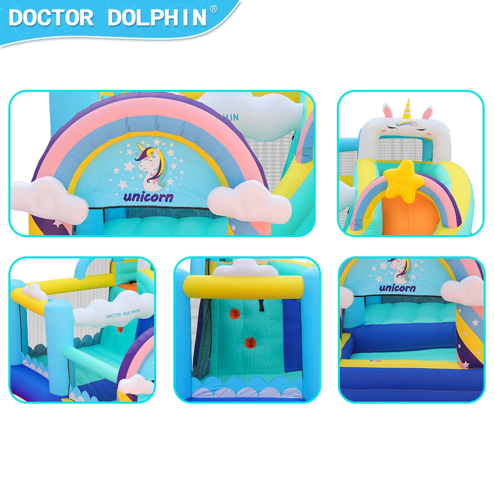 Doctor Dolphin Bounce House Slide with Blower Bounce House for Kids 5-12 Bounce House for Kids, Jumping Bouncy Castle