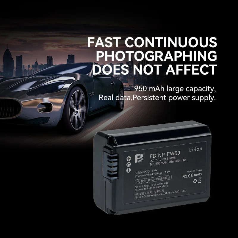 NP-FW50 Wholesale FB customize Rechargeable digital battery np-fw50 for sony Camera A6000 A6500 A6300 A7 A7II A7RS A7S A7R A5100